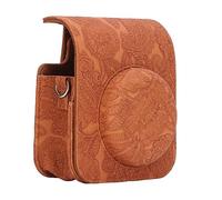 Vintage 3D PatternCamera Protective Bag with Detachable Cover, Soft Touch PU Leather Case, FitsInstax Mini 12, Multi Functional Strap for Easy Photography (Brown Relief)