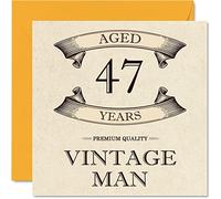 Vintage 47th Birthday Cards for Men - Aged 47 Years - Fun Birthday Card for Colleague Dad Husband Boyfriend Uncle Brother Friend, 145mm Greeting Cards, 47th Card