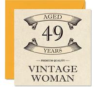 Vintage 49th Birthday Cards for Women - Aged 49 Years - Fun Birthday Card for Mum Sister Wife Girlfriend Friend Cousin Auntie, 145mm Ladies Greeting Cards, 49th Card