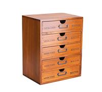Vintage 5-Drawer Wooden Desk Organizer - Craft Storage Drawers - Rustic Shelf Drawer - Ideal Home Office Organizers and Accessories - Multilevel Table Top - Apothecary Cabinet, Art Storage I Stackable
