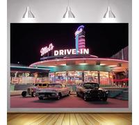 Vintage 50's Diner Universal 1950s Photography Backdrop Retro 50s Restaurant Theme Party Decor Banner