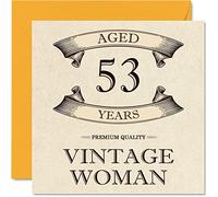 Vintage 53rd Birthday Cards for Women - Aged 53 Years - Fun Birthday Card for Mum Sister Wife Girlfriend Nanny Grandma Auntie, 145mm Ladies Greeting Cards, 53rd Card