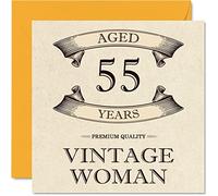 Vintage 55th Birthday Cards for Women - Aged 55 Years - Fun Birthday Card for Mum Sister Wife Girlfriend Nanny Grandma Auntie, 145mm Ladies Greeting Cards, 55th Card