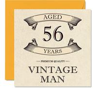 Vintage 56th Birthday Cards for Men - Aged 56 Years - Fun Birthday Card for Colleague Dad Husband Boyfriend Uncle Brother Friend, 145mm Greeting Cards, 56th Card