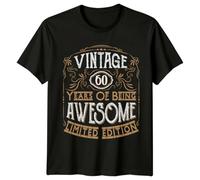 Vintage 60 Years of Being Awesome Mens T-Shirt 60th Birthday Graphic Tee 5XL Black