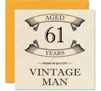 Vintage 61st Birthday Cards for Men - Aged 61 Years - Fun Birthday Card for Grandpa Dad Husband Boyfriend Uncle Brother Grandad, 145mm Greeting Cards, 61st Card