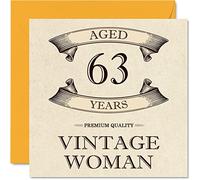 Vintage 63rd Birthday Cards for Women - Aged 63 Years - Fun Birthday Card for Mum Sister Wife Girlfriend Nanny Grandma Auntie, 145mm Ladies Greeting Cards, 63rd Card
