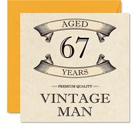 Vintage 67th Birthday Cards for Men - Aged 67 Years - Fun Birthday Card for Grandpa Dad Husband Boyfriend Uncle Brother Grandad, 145mm Greeting Cards, 67th Card