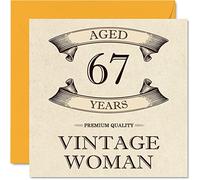 Vintage 67th Birthday Cards for Women - Aged 67 Years - Fun Birthday Card for Mum Sister Wife Girlfriend Nanny Grandma Auntie, 145mm Ladies Greeting Cards, 67th Card