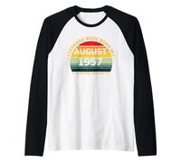 Vintage 69th Birthday Legends Were Born In August 1956 Raglan Baseball Tee