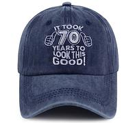 Vintage 70th Birthday Gifts Baseball Cap, Funny Embroidered Adjustable Washed Cotton Hats for Men Women, ?70th Embroidered Navy, One Size