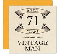Vintage 71st Birthday Cards for Men - Aged 71 Years - Fun Birthday Card for Grandpa Dad Husband Uncle Brother Grandad, 145mm Greeting Cards, 71st Card