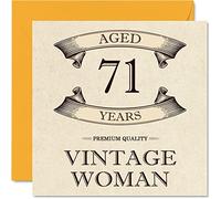 Vintage 71st Birthday Cards for Women - Aged 71 Years - Fun Birthday Card for Mum Sister Wife Granny Nanny Grandma Auntie, 145mm Ladies Greeting Cards, 71st Card