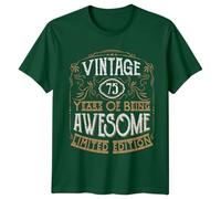 Vintage 75 Years of Being Awesome Mens T-Shirt 75th Birthday Gift M Bottle Green