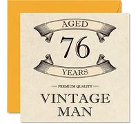 Vintage 76th Birthday Cards for Men - Aged 76 Years - Fun Birthday Card for Grandpa Dad Husband Uncle Brother Grandad, 145mm Greeting Cards, 76th Card