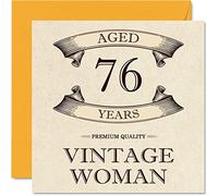 Vintage 76th Birthday Cards for Women - Aged 76 Years - Fun Birthday Card for Mum Sister Wife Granny Nanny Grandma Auntie, 145mm Ladies Greeting Cards, 76th Card