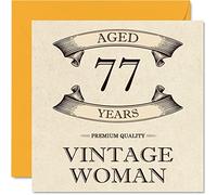 Vintage 77th Birthday Cards for Women - Aged 77 Years - Fun Birthday Card for Mum Sister Wife Granny Nanny Grandma Auntie, 145mm Ladies Greeting Cards, 77th Card