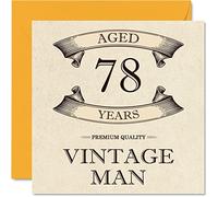 Vintage 78th Birthday Cards for Men - Aged 78 Years - Fun Birthday Card for Grandpa Dad Husband Uncle Brother Grandad, 145mm Greeting Cards, 78th Card