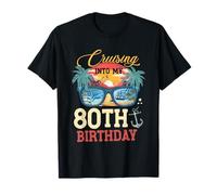 Vintage 80 Year Old Cruise Cruising Into My 80th Birthday T-Shirt