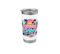 Vintage 80s 90s Nostalgia Summer Vibes Tropical Beach Sunset Stainless Steel Insulated Tumbler