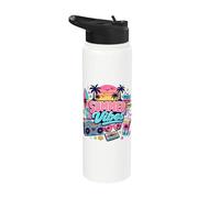 Vintage 80s 90s Nostalgia Summer Vibes Tropical Beach Sunset Stainless Steel Insulated Water Bottle