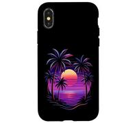 Vintage 80s Palm Tree Miami Beach Retro Sunset Vacation Vibe Case for iPhone X/XS