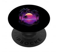 Vintage 80s Palm Tree Miami Beach Retro Sunset Vacation Vibe PopSockets Adhesive PopGrip