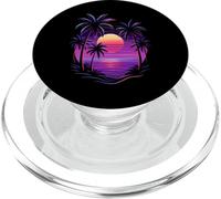 Vintage 80s Palm Tree Miami Beach Retro Sunset Vacation Vibe PopSockets PopGrip for MagSafe