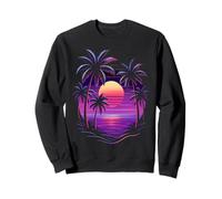 Vintage 80s Palm Tree Miami Beach Retro Sunset Vacation Vibe Sweatshirt