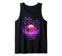 Vintage 80s Palm Tree Miami Beach Retro Sunset Vacation Vibe Tank Top