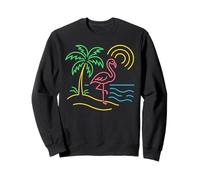 Vintage 80s Pink Flamingo Palm Tree Summer Vacation Beach Sweatshirt