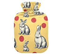 Vintage 80s Polka Dots Rabbit hot-Water Bottle with Soft Cover, 2Lhot compresses for The Body for Hand Feet Warmer,Sore Muscle,Bolsa para agua Caliente