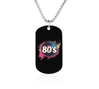 Vintage 80's Record Personalized Memorial Necklace Printed Metal Pendant Birthday Gifts for Men Women 23.6in（60cm）
