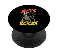 Vintage 80s Rocks Singing Skeleton Retro Rock Music PopSockets Adhesive PopGrip