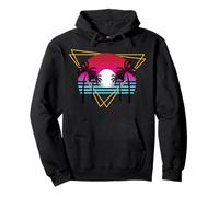 Vintage 80s Summer Palm Trees Beach Sun Relaxation Enjoyment Pullover Hoodie