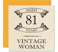 Vintage 81st Birthday Cards for Women - Aged 81 Years - Fun Birthday Card for Mum Sister Wife Granny Nanny Grandma Auntie, 145mm Ladies Greeting Cards, 81st Card