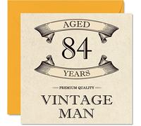 Vintage 84th Birthday Cards for Men - Aged 84 Years - Fun Birthday Card for Grandpa Dad Husband Uncle Brother Grandad, 145mm Greeting Cards, 84th Card