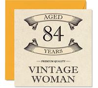 Vintage 84th Birthday Cards for Women - Aged 84 Years - Fun Birthday Card for Mum Sister Wife Granny Nanny Grandma Auntie, 145mm Ladies Greeting Cards, 84th Card