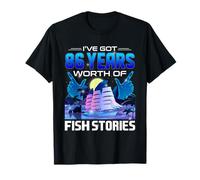 Vintage 86th Birthday Fishing 86 Years Old Gifts Fisherman T-Shirt