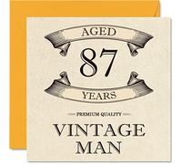 Vintage 87th Birthday Cards for Men - Aged 87 Years - Fun Birthday Card for Grandpa Dad Husband Uncle Brother Grandad, 145mm Greeting Cards, 87th Card