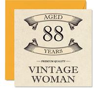 Vintage 88th Birthday Cards for Women - Aged 88 Years - Fun Birthday Card for Mum Sister Wife Granny Nanny Grandma Auntie, 145mm Ladies Greeting Cards, 88th Card
