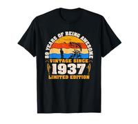 Vintage 89th Birthday 89-Year-Old Fishing Lovers Born 1937 T-Shirt
