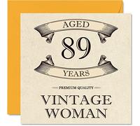 Vintage 89th Birthday Cards for Women - Aged 89 Years - Fun Birthday Card for Mum Sister Wife Granny Nanny Grandma Auntie, 145mm Ladies Greeting Cards, 89th Card