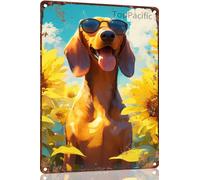 Vintage 8x12 Inch Metal Signs A Dachshund Wearing Sunglasses Funny Retro Tin Signs Wall Plaque Art Poster for Cafe Bar Restaurant Shop Gifts for home decor