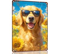Vintage 8x12 Inch Metal Signs A Golden Retriever Wearing Sunglasses Funny Retro Tin Signs Wall Plaque Art Poster for Cafe Bar Restaurant Shop Gifts for home decor