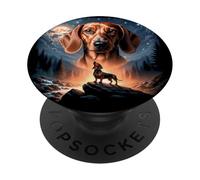 Vintage 90s Dachshund Howling at The Moon Retro Wiener Dog PopSockets Adhesive PopGrip