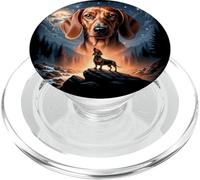 Vintage 90s Dachshund Howling at The Moon Retro Wiener Dog PopSockets PopGrip for MagSafe