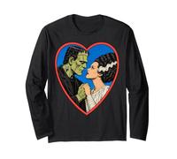 Vintage 90s Frankenstein Monster and Bride Romantic Kiss Long Sleeve T-Shirt