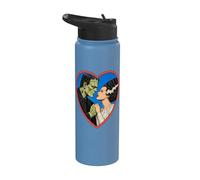 Vintage 90s Frankenstein Monster and Bride Romantic Kiss Stainless Steel Insulated Water Bottle