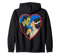 Vintage 90s Frankenstein Monster and Bride Romantic Kiss Zip Hoodie